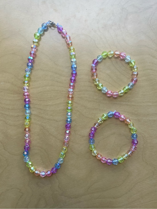 Jewelry - Iridescent Pastel Beaded Necklace and Bracelets Set